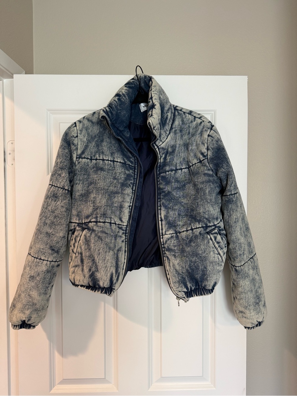 Vigoss Acid-Wash Denim Puffer Jacket Size S